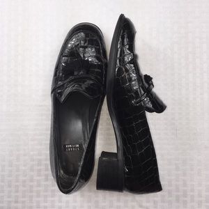 Stuart Weitzman Blk Patent Leather Tassel Loafers